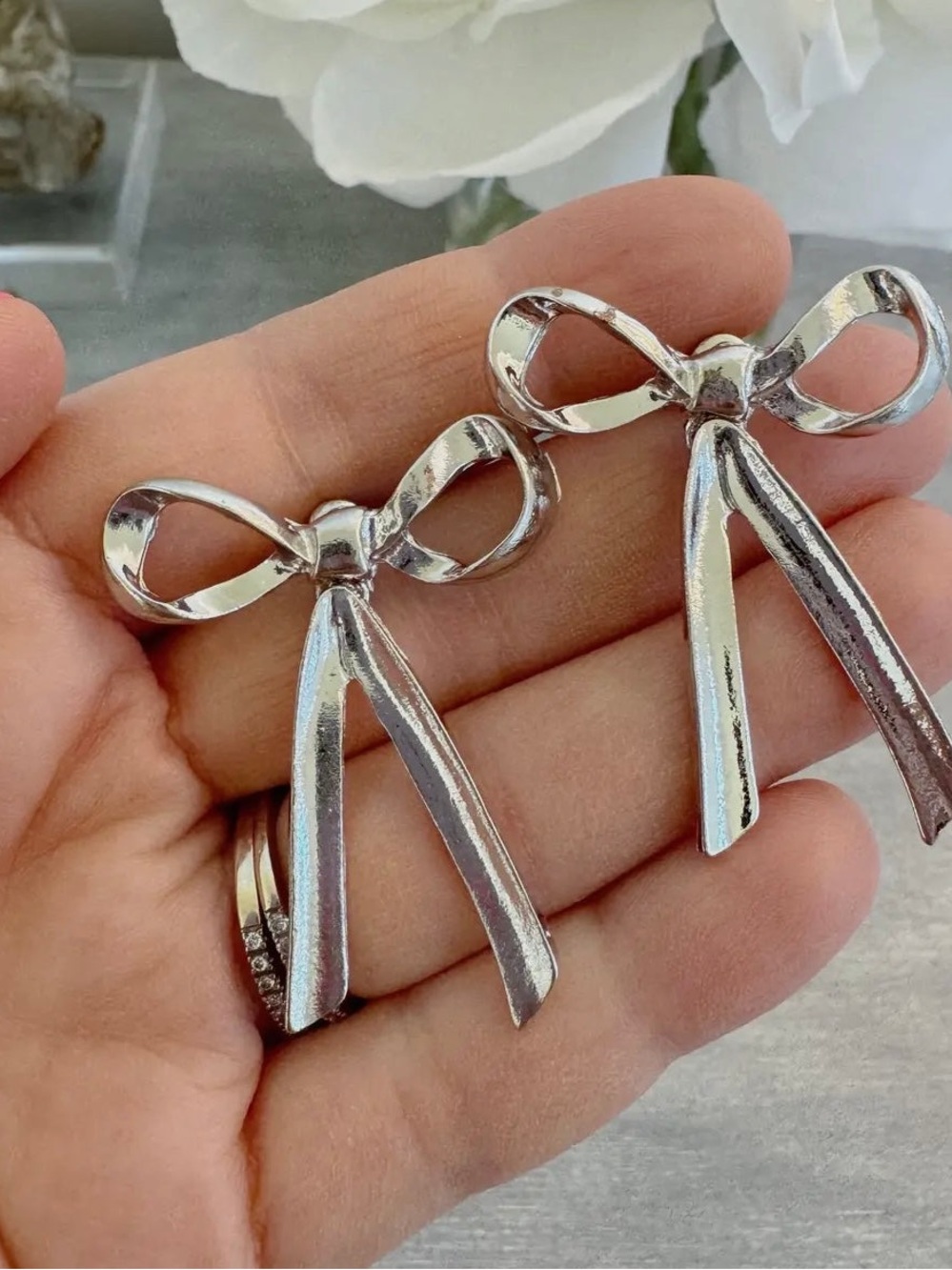 Hypoallergenic Stainless Steel Bow Drop Earrings